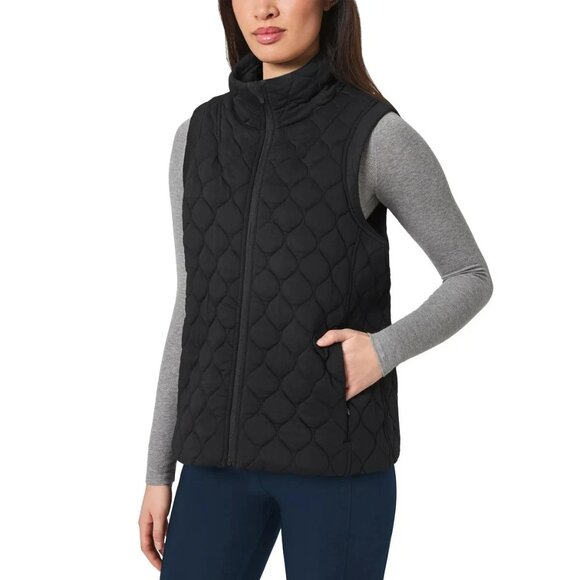 NEW Kirkland Signature Women's L Quilted Vest Black Polyester/Cotton Full Zip - Picture 1 of 10
